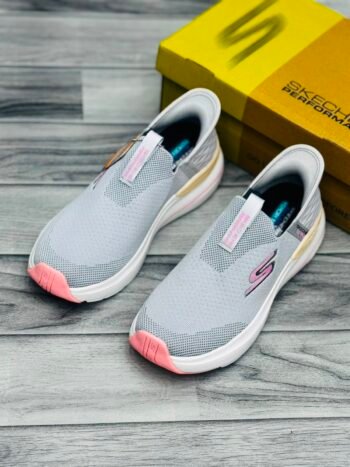 Skechars hyper burst slip in memory foam medicated GrayPink